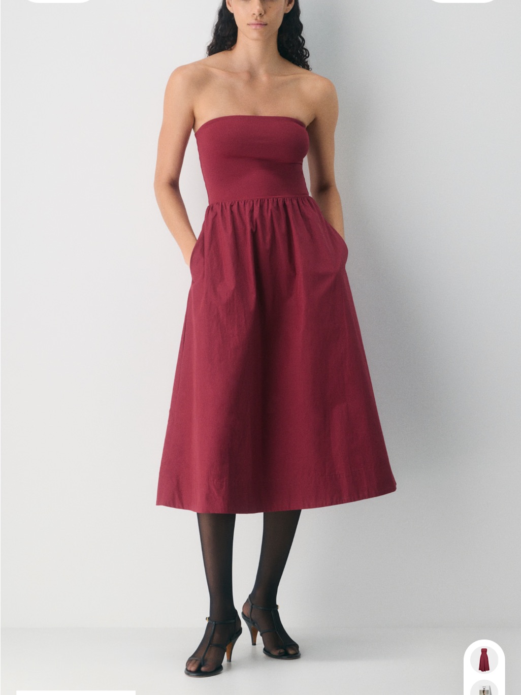 Aritzia Strapless Midi Dress In Burgundy